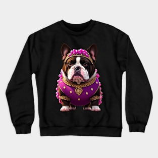 Adorable and Funny Bulldog in Purple Grape Costume Crewneck Sweatshirt